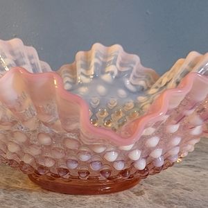 Fenton opalescent ruffled dish, large